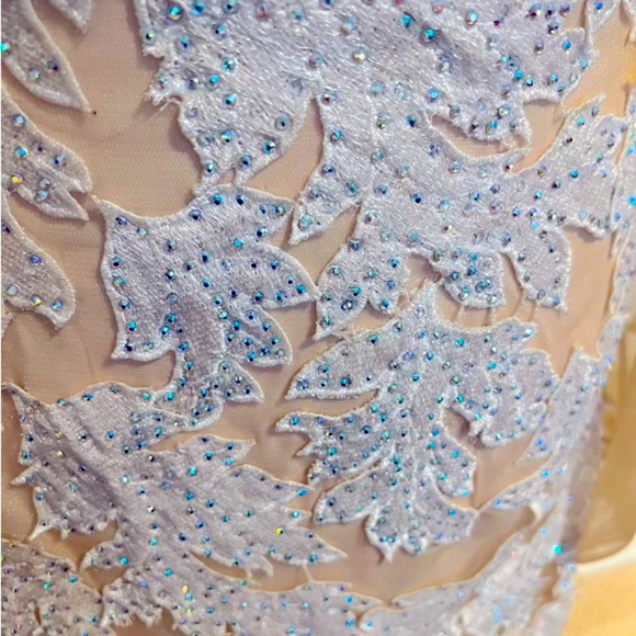 LaFemme Formal Wedding dress cream/nude with beautiful lace- long sleeve PERFECT - Picture 4 of 7